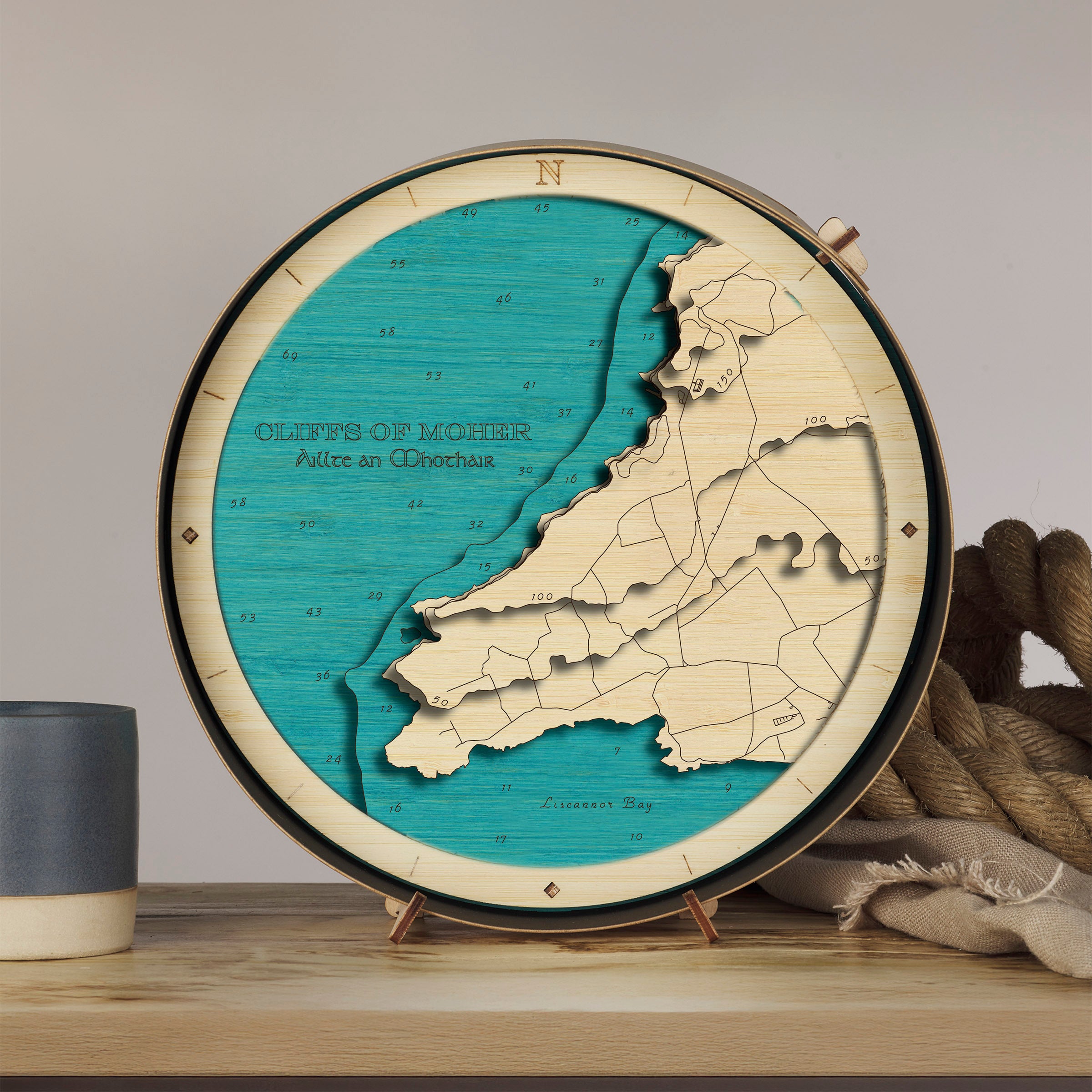 Clare collection round wooden 3d maps