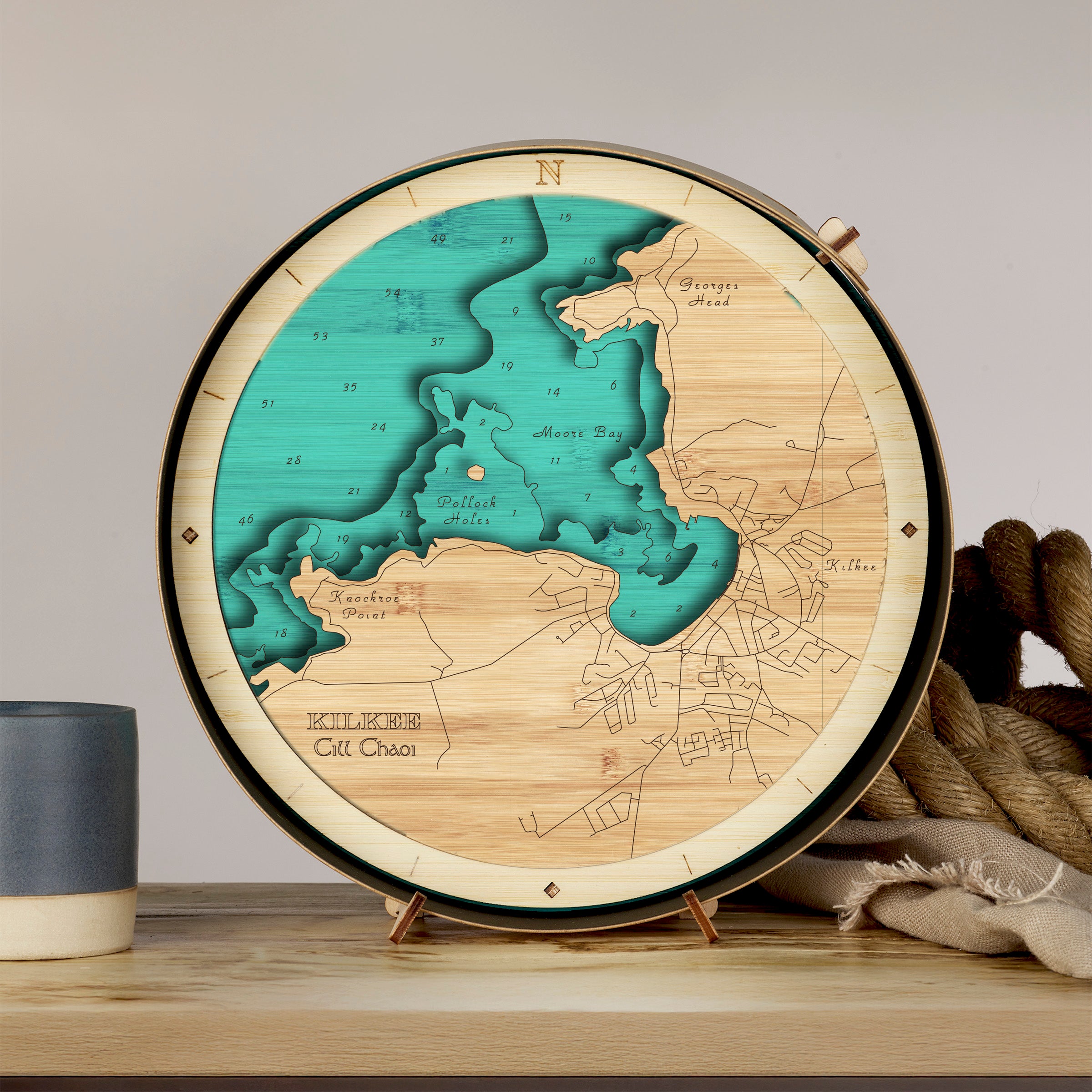 Clare collection round wooden 3d maps