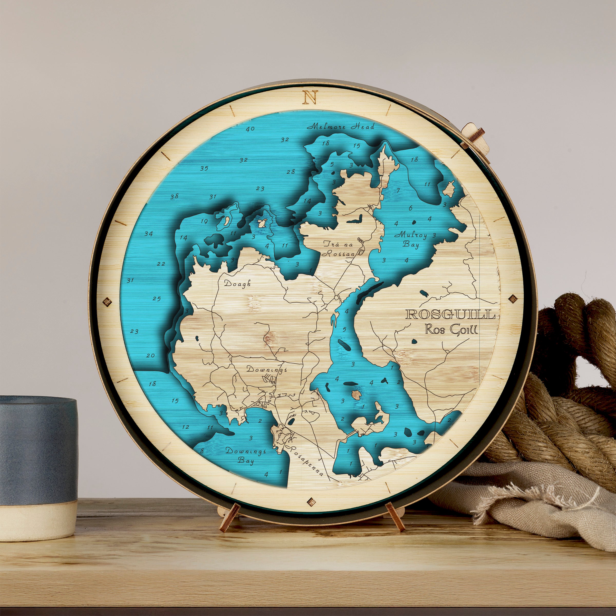 Donegal collection round wooden 3d maps