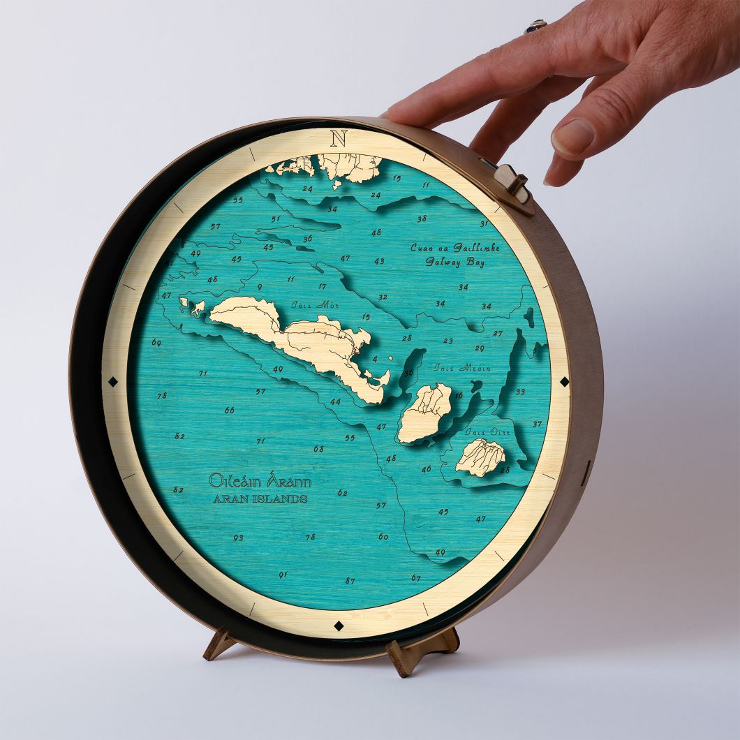 Galway collection round wooden 3d maps