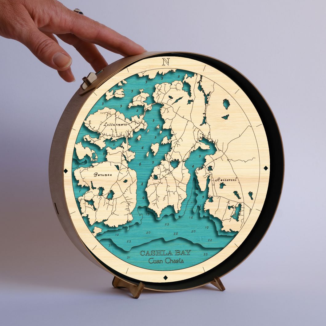 Galway collection round wooden 3d maps