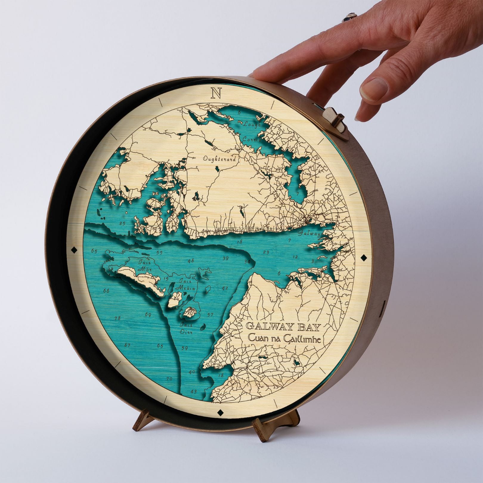 Galway collection round wooden 3d maps