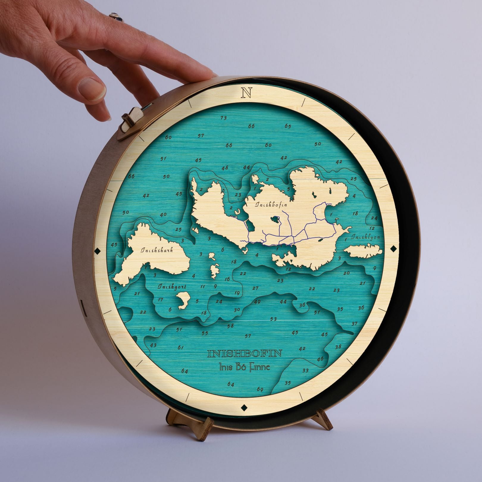 Galway collection round wooden 3d maps