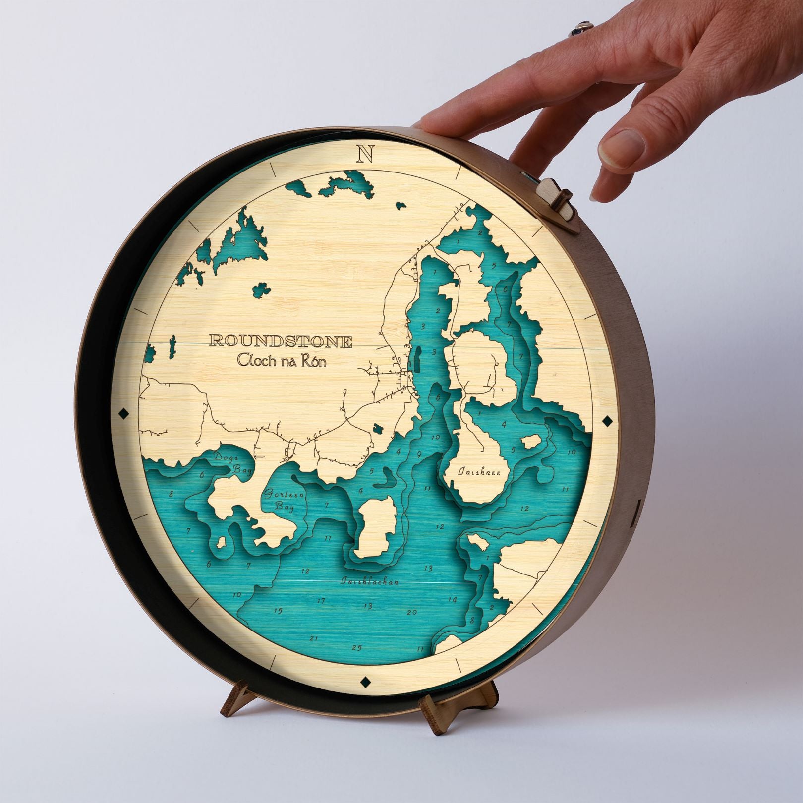 Galway collection round wooden 3d maps