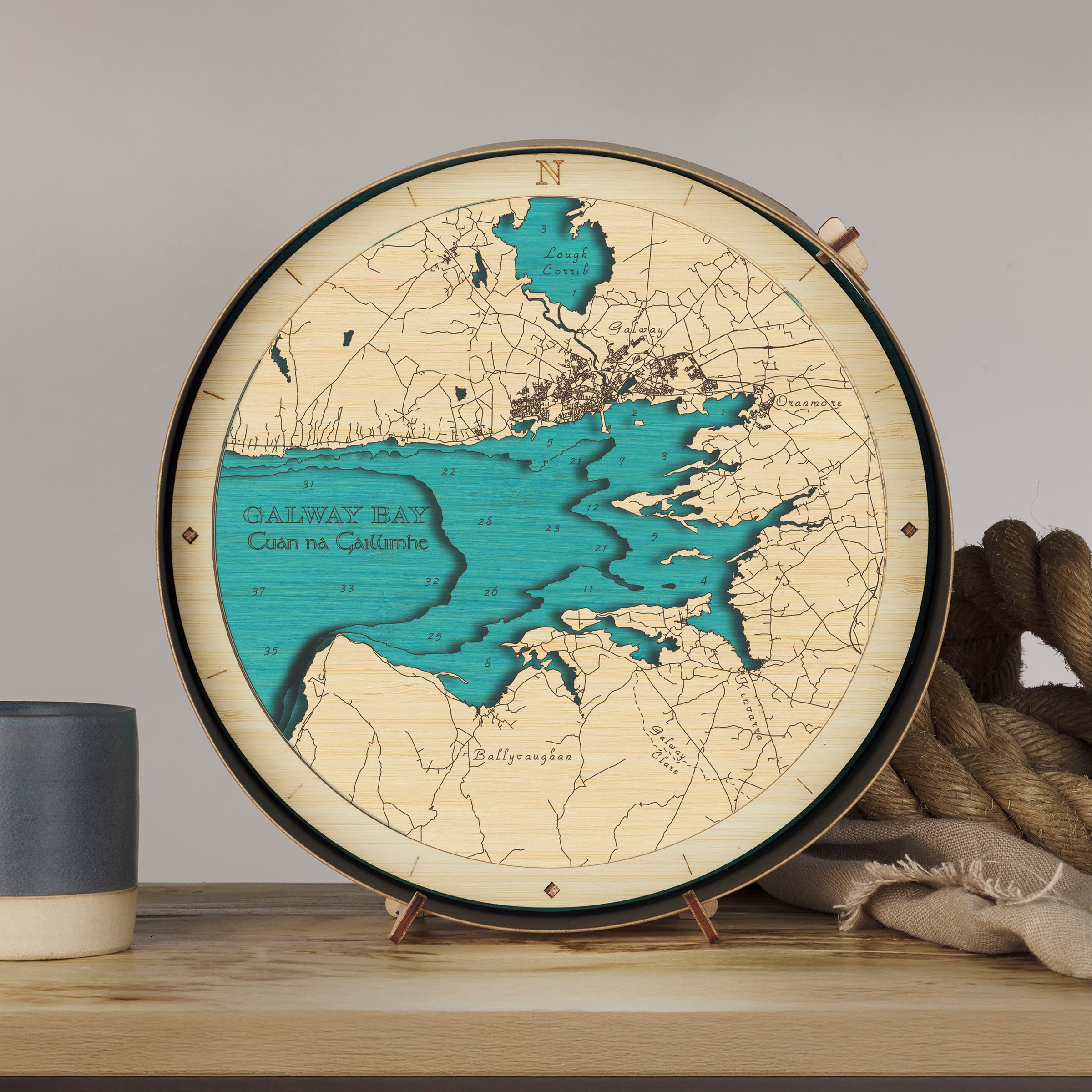 Galway collection round wooden 3d maps