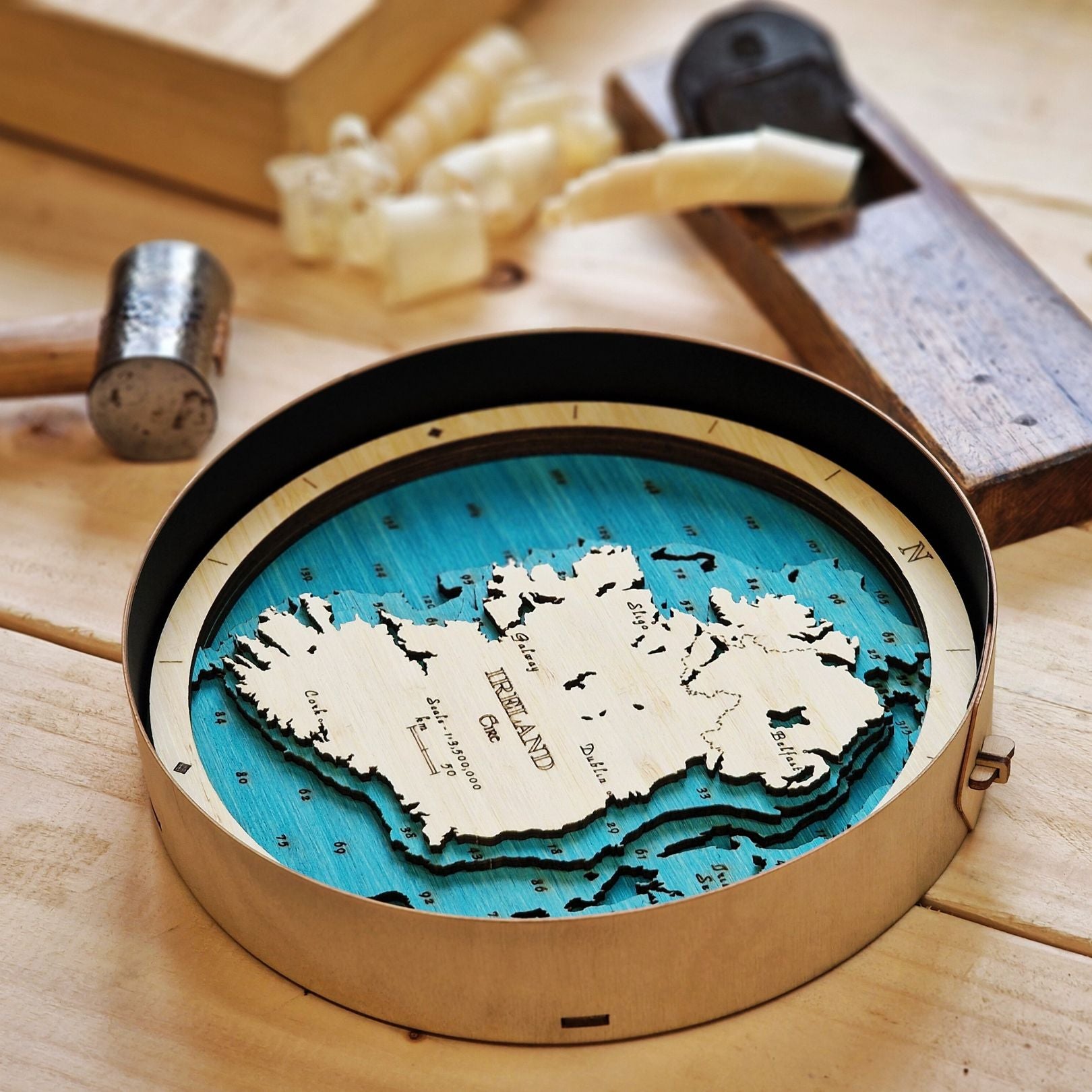 Midlands collection round wooden 3d maps
