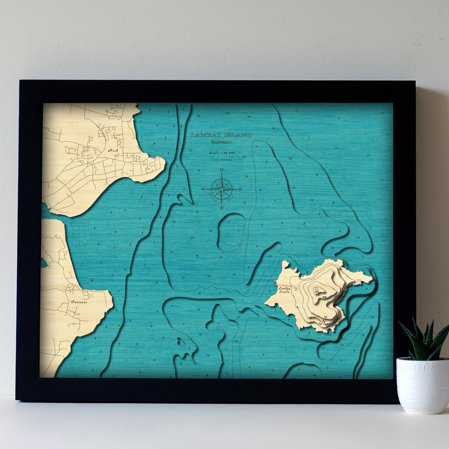 Lambay Island 3D Wooden Map – Handcrafted Irish Coastal Wall Art