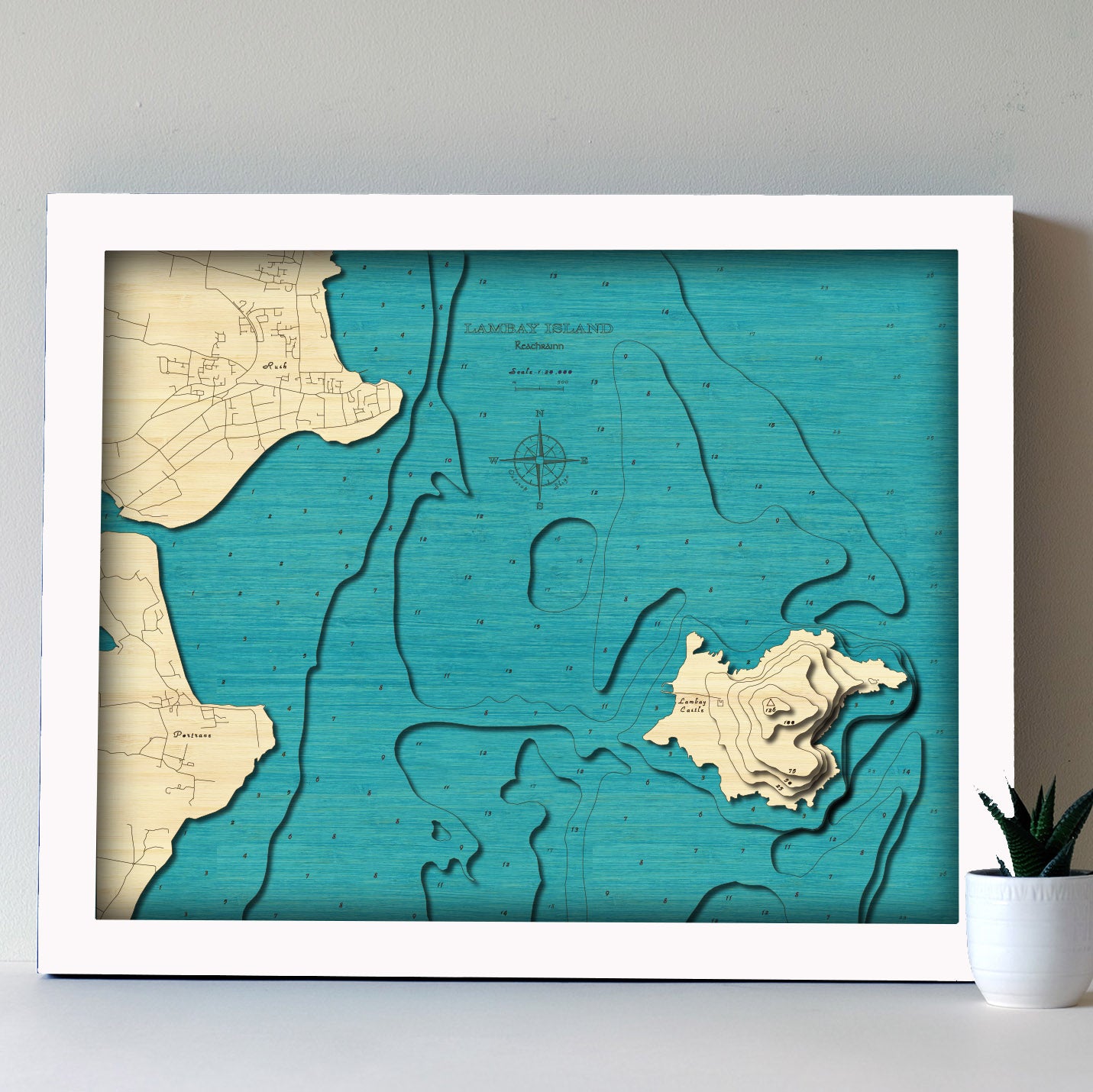 Lambay Island 3D Wooden Map – Handcrafted Irish Coastal Wall Art