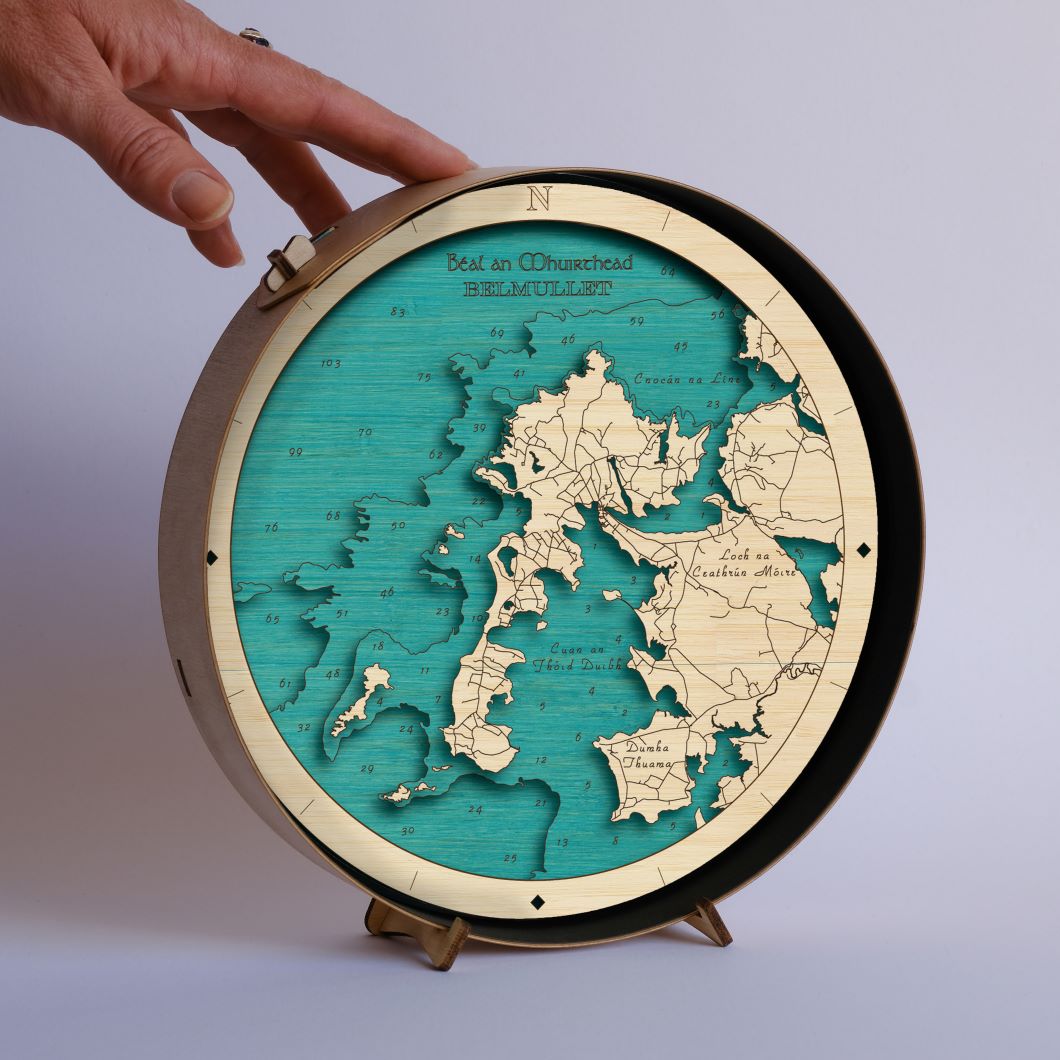 3D map of Belmullett in Mayo coastal map art irish made