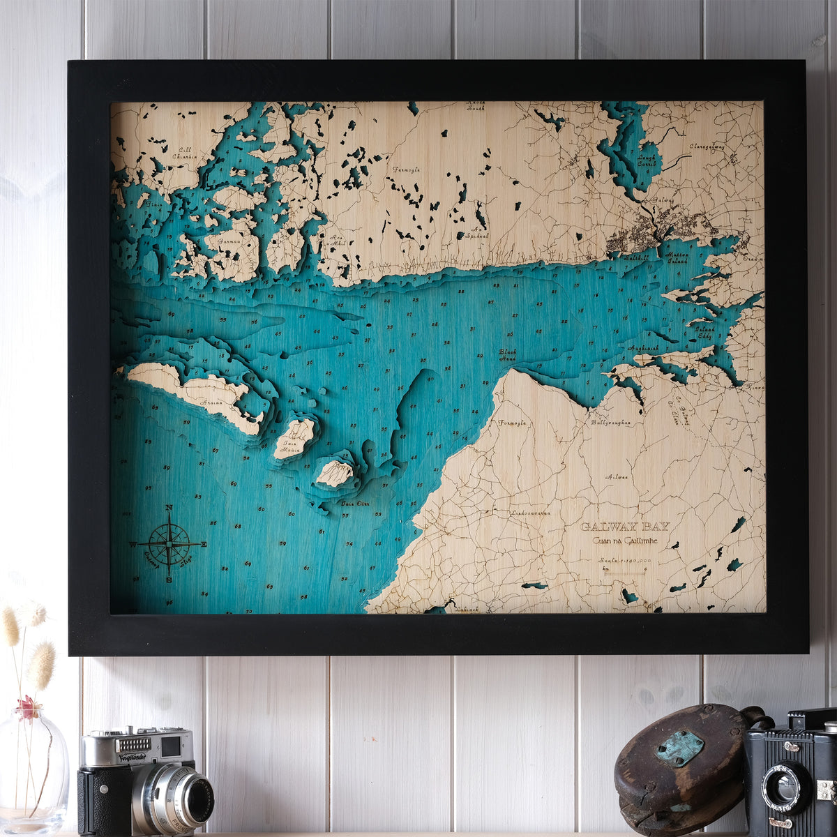 Galway Bay 3D Wooden Map – Handcrafted Irish Coastal Wall Art