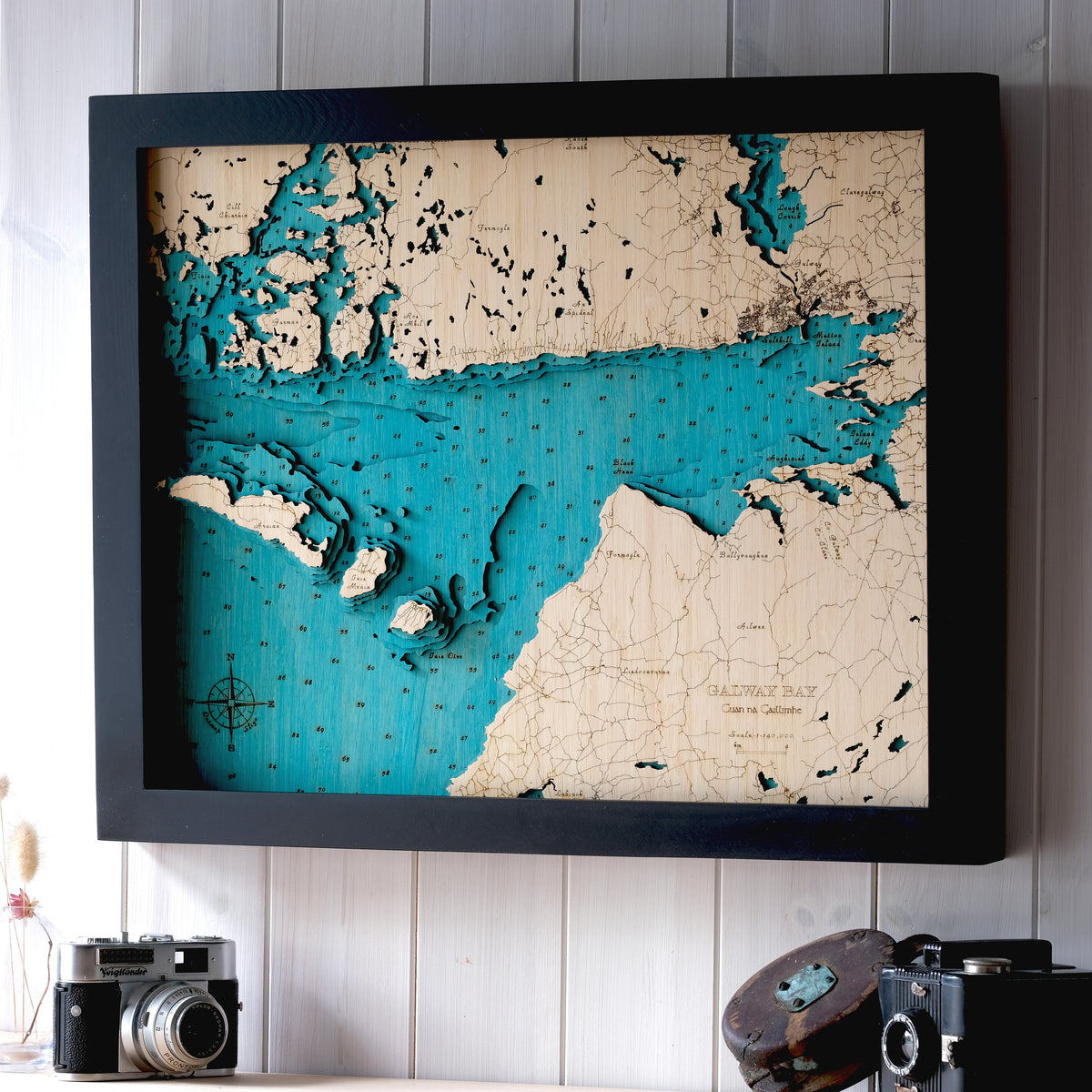 Galway Bay 3D Wooden Map – Handcrafted Irish Coastal Wall Art