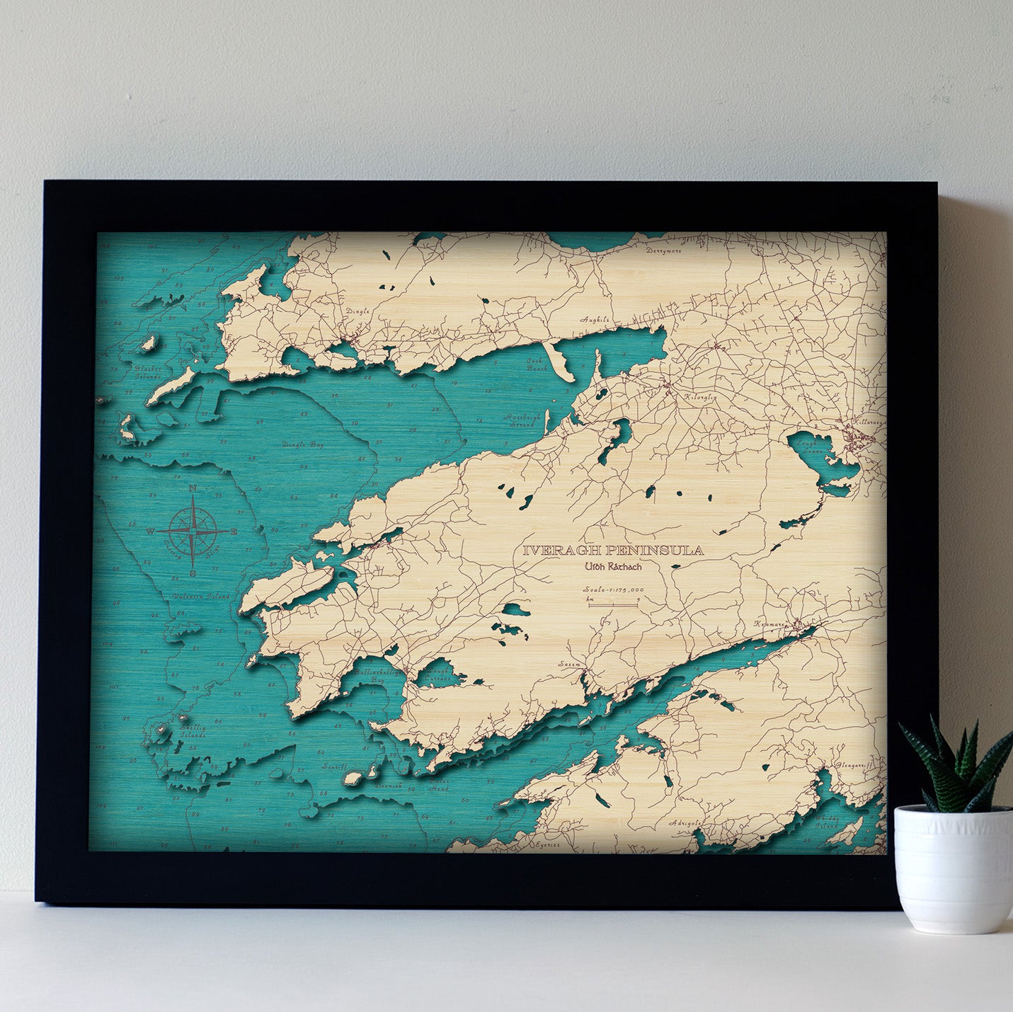 Iveragh Peninsula 3D Wooden Map – Handcrafted Irish Coastal Wall Art