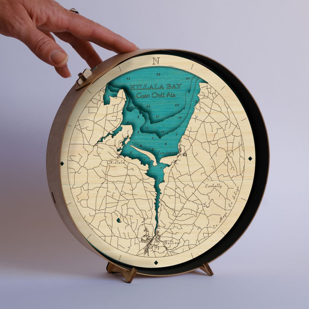 Killala Bay round 3d map county mayo map art