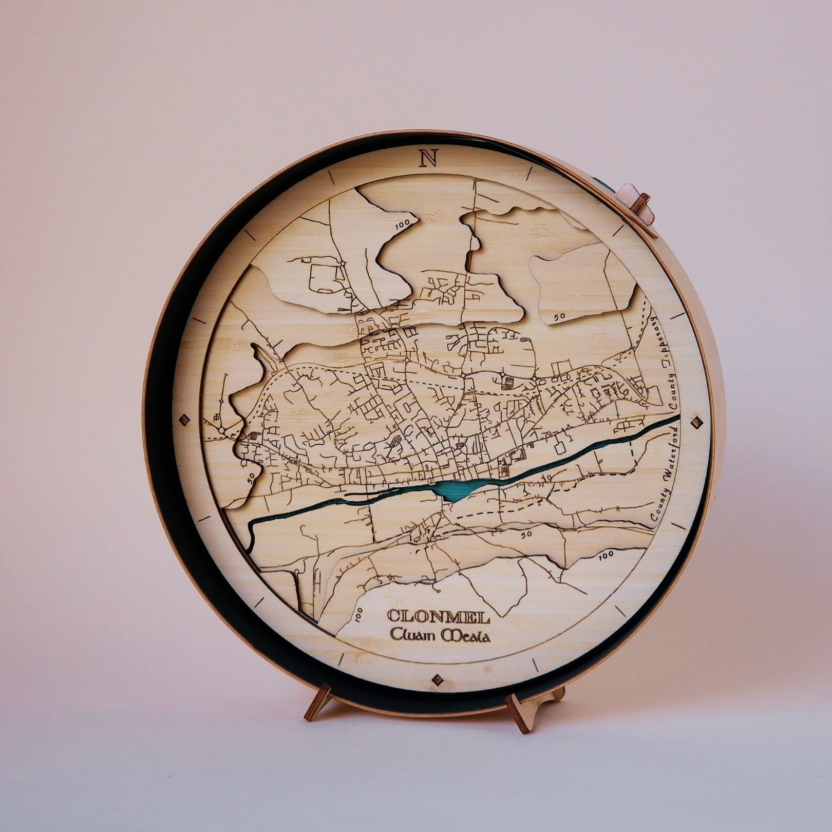 Tipperary collection round wooden 3d maps