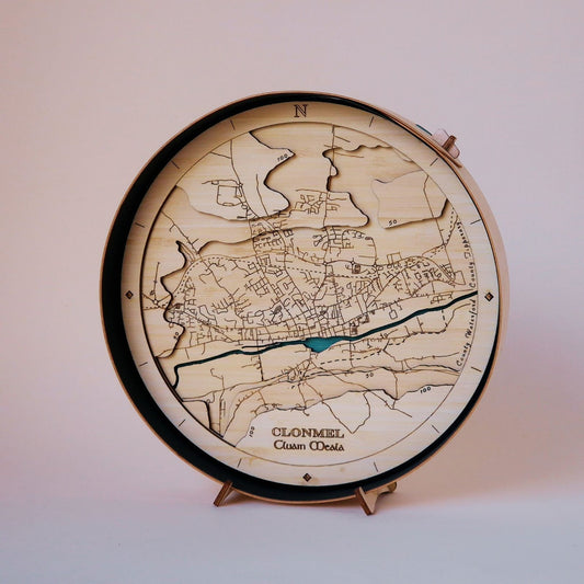 Tipperary collection round wooden 3d maps