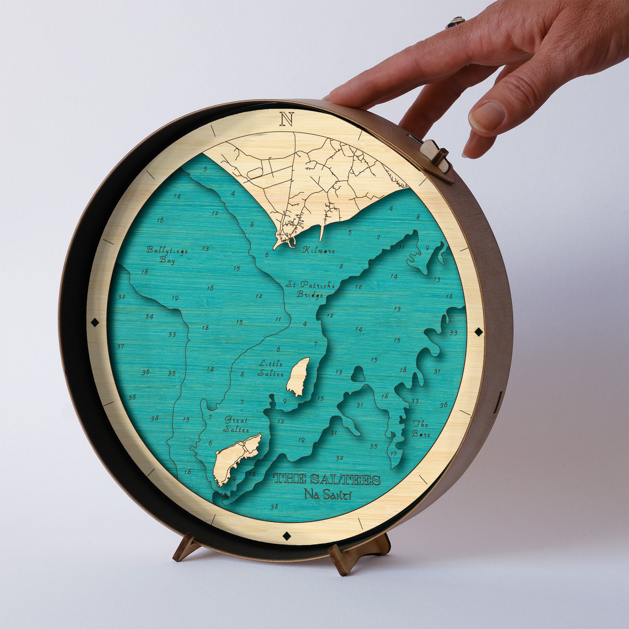 Saltees Round Wooden 3d Map - Handcrafted Irish Coastal Wall Art