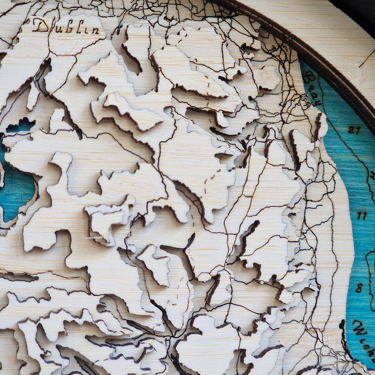 The Wicklow Way Round 3D Wooden Map – Handcrafted Irish Landscape Wall Art